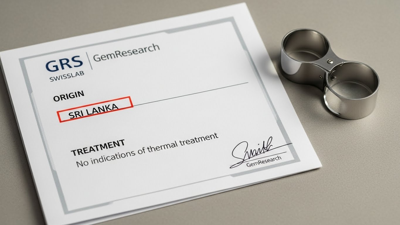 GRS certificate for an unheated Sri Lankan Padparadscha sapphire, essential for investment.