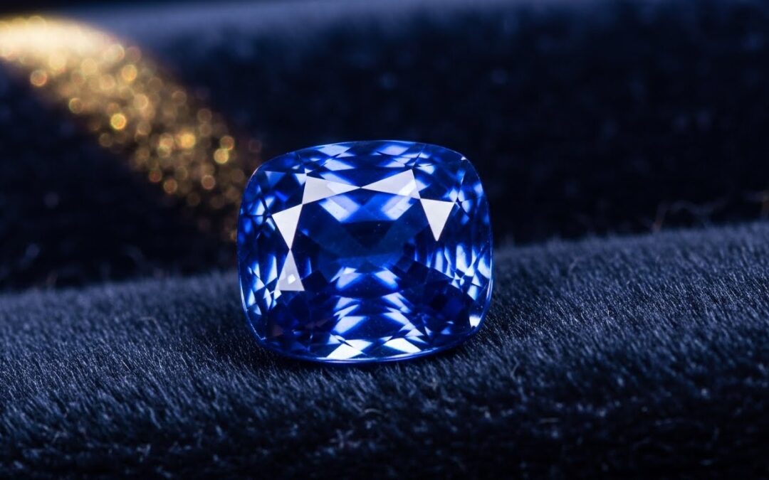 Stunning macro photograph of a vivid blue sapphire, illustrating key points of sapphire colour and clarity for identification.