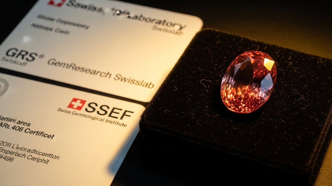 A $50,000 investment-grade unheated Padparadscha sapphire from Sri Lanka.