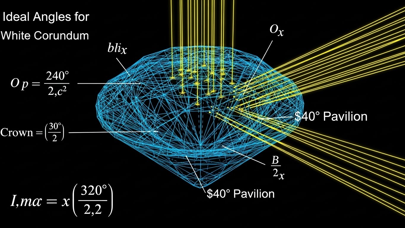 Technical diagram of the light return in a well-proportioned white sapphire.