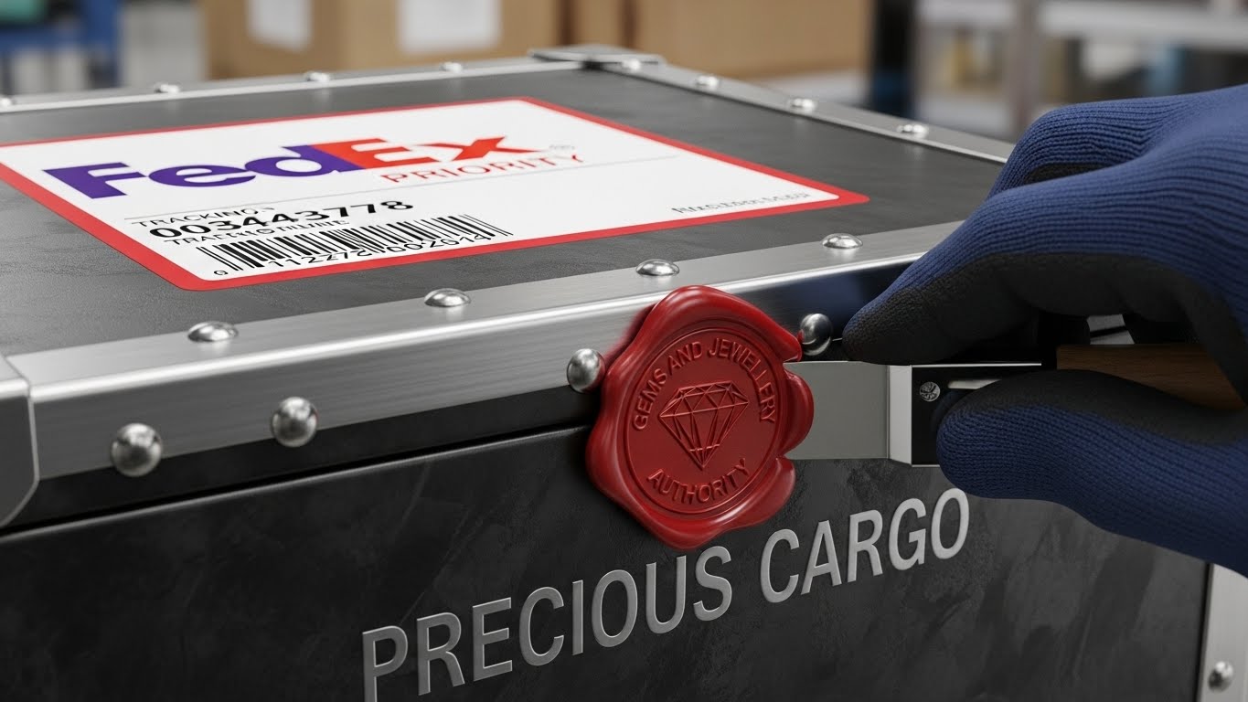 Secure insured shipping process for high-value Ceylon sapphires and rubies.